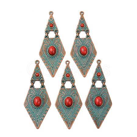 Tibetan Style Alloy with Acrylic Big Pendants PALLOY-F319-05A-R-1