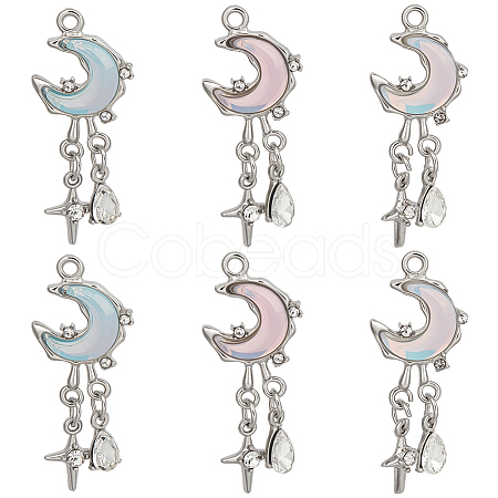 12Pcs 3 Colors Alloy Glass Pendants FIND-SC0021-07-1