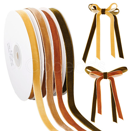 4 Rolls 4 Colors Single Face Velvet Ribbon OCOR-AR0001-53-1