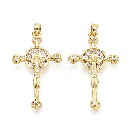 Religion Brass Micro Pave Cubic Zirconia Pendants KK-T073-47G-1