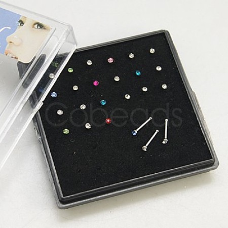 Stainless Steel Nose Studs Nose Piercing Jewelry X-AJEW-D006-3A-1