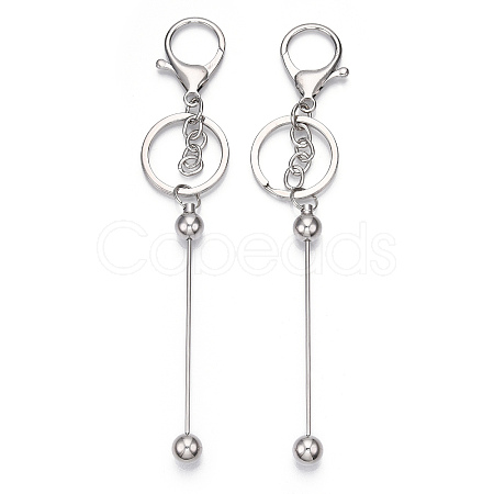 Electroplate Alloy and Brass Bar Beadable Keychain for Jewelry Making DIY Crafts DIY-YW0007-57S-1