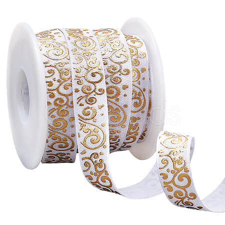 10Yards Gold Stamping Flower Polyester Elastic Cord OCOR-WR0001-49B-1