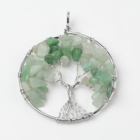 Tree of Life Natural Green Aventurine Big Pendants X-G-L455-D08-1
