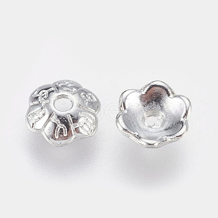 6-Petal Tibetan Style Alloy Flower Bead Caps TIBE-S220-P-RS-1