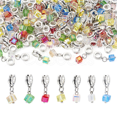 105Pcs 7 Colors Electroplate Transparent Glass Charms PALLOY-TAC0231-1