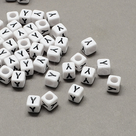 Large Hole Acrylic Letter European Beads SACR-Q103-7mm-01Y-1