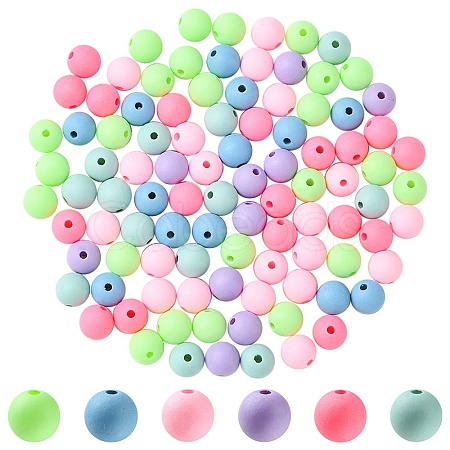 Round Spray Painted Fluorescent Acrylic Beads MACR-YW0002-71-1