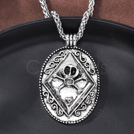 Tibetan Style Zinc Alloy Viking Pendant Necklaces NJEW-Z062-01AS-02-1