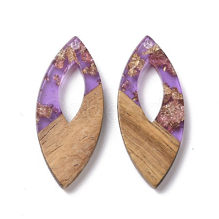 Transparent Resin & Walnut Wood Pendants RESI-N025-047A-03-1