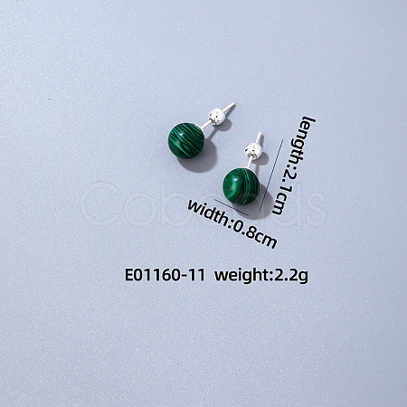Handmade Fashion Synthetic Malachite Stainless Steel Bead Earrings Accessories for Autumn/Winter VH6205-9-1