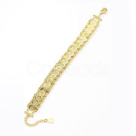 Brass Coin Link Chain Bracelet QR2720-1-1