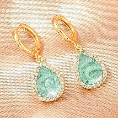 Brass Micro Pave Cubic Zirconia Hoop Dangle Earrings KK-CBA8324-11G-04-1