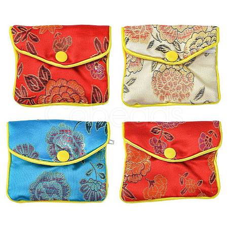 Rectangle Floral Embroidery Cloth Zipper Pouches ABAG-YW0001-03A-1