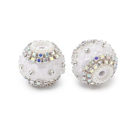 Bling Resin Rhinestone Flower Beads OACR-D310-01P-F-1