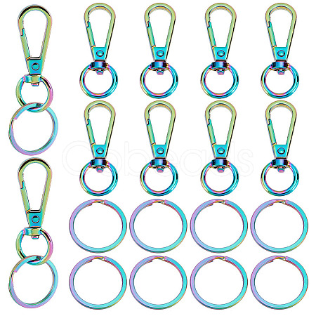 PandaHall Elite Rainbow Color Zinc Alloy Keychain Clasps FIND-PH0006-46-1