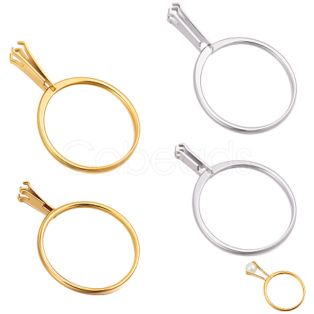 4Pcs 4 Styles 304 Stainless Steel Finger Ring Components DIY-BBC0003-14-1