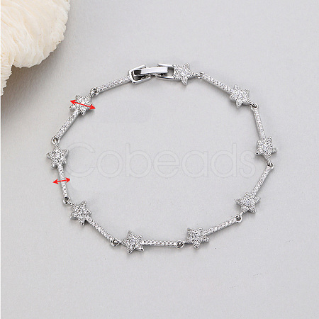 Brass & Clear Cubic Zirconia Link Chain Bracelets WG4C692-02-1