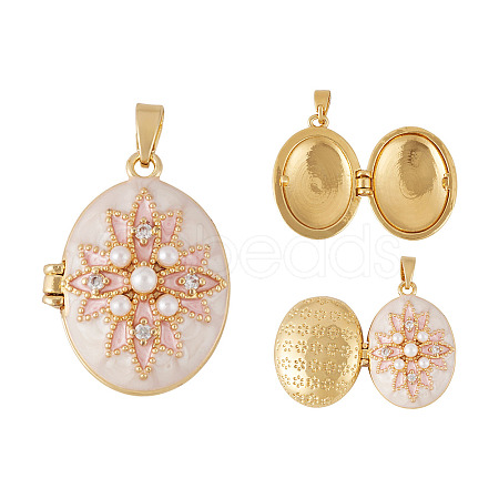 1Pc Brass Micro Pave Clear Cubic Zirconia Locket Pendants KK-TADJ0001-06-1