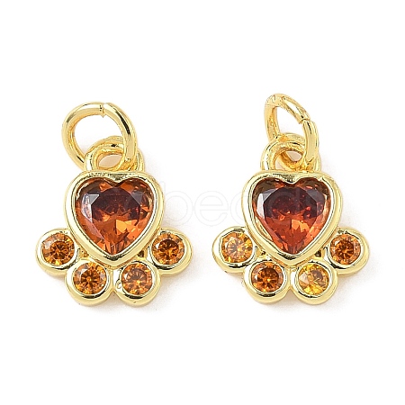 Brass Pave Cubic Zirconia Paw Print Charms KK-I355-17G-01-1