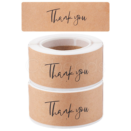 2 Rolls Rectangle Thank You Theme Paper Stickers DIY-TA0013-47B-1