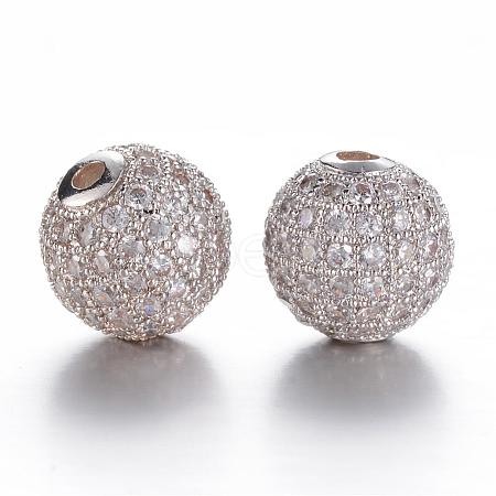 CZ Brass Micro Pave Cubic Zirconia Round Beads ZIRC-L017-03P-1
