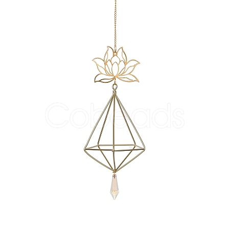 Quartz Crystal & Brass Pendant Decorations HJEW-M007-01G-1