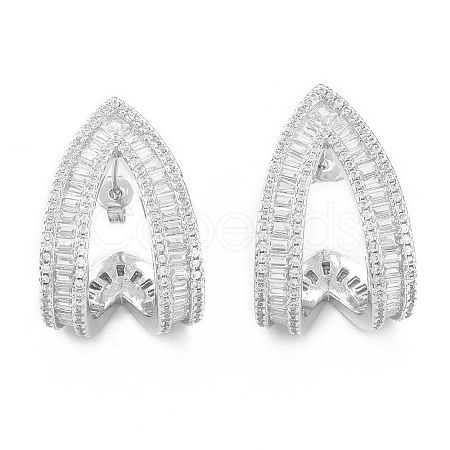 Clear Cubic Zirconia Triangle Stud Earrings EJEW-L231-74P-1