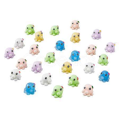 48Pcs 6 Colors Mini Cute Resin Octopus Ornament AJEW-FH0003-96-1