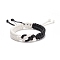 Waxed Polyester Braided Cord Bracelet, Adjustable Bracelet for Men Women, Black and White, Inner Diameter: 2-3/8~3-1/2 inch(6~9.5cm)