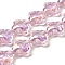 Electroplate Glass Beads Strands, AB Color Plated, Clover, Pink, 22x22x10mm, Hole: 1.4mm, about 30pcs/strand, 25.98 inch(66cm)