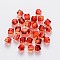 Two Tone Transparent Spray Painted Acrylic Beads, Polygon, FireBrick, 10x10x9.5mm, Hole: 1.8mm, about 930pcs/500g