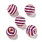 Printed Wood European Beads, Round, USA Flag Style, Red, 15.5~16mm, Hole: 4~4.5mm