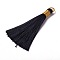 Polyester Tassel Pendants, Black, 80~83x7~8mm, Hole: 5~7mm