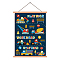 Cotton & Linen Hanging Painting, with Word Pattern, Decoration Accessories, Rectangle, Midnight Blue, 440x280mm