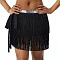 Polyester Tassel Belly Dance Short, Hip Scarf, Sequins Costume Party Rave Skirts, Fringe Hip Skirt, with Plastic Sheet, Black, 2200mm