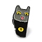 Cartoon Cat Enamel Pins, Black Alloy Badge for Women, Eye, 24.2x12.2x1.3mm