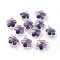 Glass Links connectors, with Eco-Friendly Alloy Open Back Berzel Findings, Flower, Silver Color Plated, Indigo, 15.5x12x5mm, Hole: 1.4mm