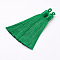 Nylon Tassels Big Pendant Decorations, Green, 83~92x9~10mm, Hole: 1.5~4mm