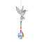 Metal Big Pendant Decorations, Hanging Sun Catchers, Chakra Theme K9 Crystal Glass, Hummingbird, Colorful, 42cm