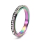 Rotatable Stainless Steel,  Rhinestone Finger Rings  for Women, Rainbow Color, US Size 6(16.5mm)