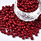 6/0 Glass Seed Beads, Baking Paint, Round Hole, Round, Dark Red, 4~5x3~5mm, Hole: 1.2~1.5mm, about 4500pcs/Pound