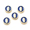 Brass Enamel Beads, Flat Round with Virgin Mary, Real 18K Gold Plated, Royal Blue, 11x5mm, Hole: 2mm