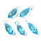 Handmade Gold Sand Lampwork Pendants, Teardrop, Deep Sky Blue, 24~27x7.5mm, Hole: 1.2~2mm