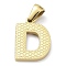 Ion Plating(IP) 316L Surgical Stainless Steel Pendants, Nickel Free, Real 18K Gold Plated, Letter Charm, Textured, Letter D, 17x11x1.6mm, Hole: 3.5mm