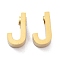 Ion Plating(IP) 304 Stainless Steel Charms, Alphabet, Golden, Letter.J, 8x4.5x3mm, Hole: 1.8mm