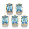 Glass Rhinestone Pendants, with Light Gold Plated Brass Claw Open Back Settings, Rectangle, Faceted, Aquamarine, 10x6x5mm, Hole: 1mm