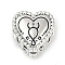 925 Sterling Silver European Beads, Heart, Taurus, 9.5x9.5~10x7mm, Hole: 4.5mm