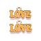 Valentine's Day Theme Alloy Enamel Pendants, Lead Free & Cadmium Free, Golden, Word Love Charm, Orange, 9.5x17.5x1mm, Hole: 1.8mm