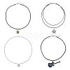 4Pcs 4 Style Star & Guitar Natural Dalmatian Jasper & Alloy Pendant Necklaces Set with Waxed Polyester Cords NJEW-FI0001-16-1